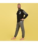 Pigiama stile tuta uomo Juventus FC 1055 caldo pile nero antracite aperto