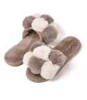 Pantofole con pon pon punta aperta donna visone Preziosa 0062