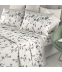 Completo letto 100% cotone Irge Ginevra fantasia Fiordaliso grigio