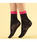 Calzino donna Fiore Pink Monstera 30 den foglie nero