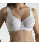 Reggiseno con ferretto non imbottito Frames r539 in pizzo floreale modella bianco