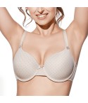 Reggiseno imbottito Selene Greta con ferretto a pois fronte modella