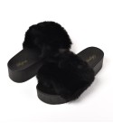 Pantofole donna con fascia di pelliccia soffice Preziosa 0075 nero
