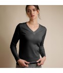 Maglia donna a costine con scollo a v Admas 43559 