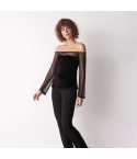Maglia donna scollo a barchetta in velluto e tulle Cotonella ADD17