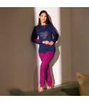 Pigiama donna caldo cotone scollo serafino Irge YMI719