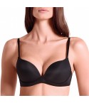 Reggiseno Push up Lormar Desiderio liscio senza ferretto fronte nero modella