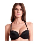 Reggiseno super push up Lormar double liscio imbottito fronte nero modella