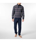 Pigiama uomo fantasia collo alto jersey caldo Perofil VPRT93228