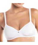Reggiseno Sièlei 1452 senza ferretto cotone biologico fronte bianco modella