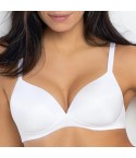 Reggiseno Sièlei 1568 senza ferretto imbottito microfibra fronte bianco modella