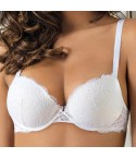 Reggiseno push up con ferretto Sièlei 2444 in pizzo fronte bianco modella