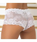 Slip culotte Sièlei 2459 in pizzo floreale retro bianco modella