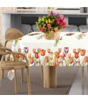 Tovaglia antimacchia con tulipani Zambaiti