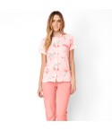 Pigiama donna aperto Irge IRL1979 100% cotone fiori