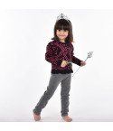 Leggings bimba caldo cotone grigio Meritex impunture rosa