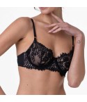 Reggiseno balconcino con ferretto in pizzo nero Lovable L0EE5
