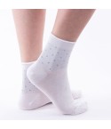 Calze donna moda corte Leon d'oro in cotone laminate bianco