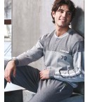Pigiama uomo tuta invernale Lotto lp6028 in caldo cotone grigio 
