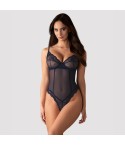 Body tulle e pizzo cavallo aperto Obsessive Nightly Blue Crotchless Teddy