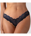Perizoma in pizzo con cavallo aperto Obsessive Nightly Blue crotchless thong