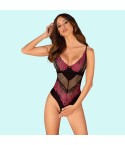 Body teddy sexy pizzo e rete crotchless fucsia Obsessive Rosenty