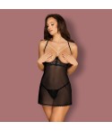 Sexy sottoveste seno scoperto+ perizoma Obsessive Pearlove chemise e thong 2 pz