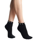 Calzini da donna moda Pompea Perli in cotone con perle nero 