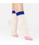 Calze donna lavorate 30 denari con polsino azzurro Fiore Purr