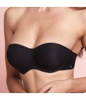 Reggiseno Lormar fascia naturale liscio con ferretto fronte nero modella zoom