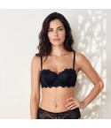 Reggiseno a fascia Lormar balconcino deluxe con ferretto fronte nero modella