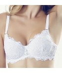 Reggiseno balconcino Lormar Favoloso in pizzo coppa C fronte bianco modella