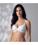 Reggiseno con ferretto Lormar mousse pizzo coppa C e D fronte bianco modella