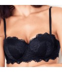 Reggiseno a fascia Lormar balconcino deluxe con ferretto fronte nero modella