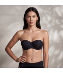 Reggiseno Lormar fascia naturale liscio con ferretto fronte nero modella zoom