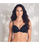 Reggiseno push up Lormar Prestige con ferretto in pizzo fronte nero modella