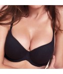 Reggiseno push up Lormar plunge naturale con ferretto fronte nero modella