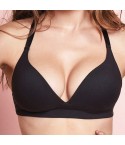 Reggiseno imbottito lormar vela naturale senza ferretto fronte nero modella zoom