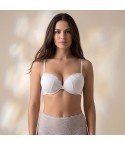 Reggiseno super push up Lormar double pizzo ad aria fronte bianco modella zoom