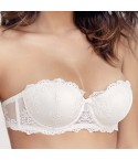 Reggiseno fascia Sièlei Glam 1948 in pizzo fronte bianco modella