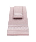 Vingi set asciugamani viso + ospite cotone Rubino rosa
