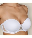 Reggiseno a fascia Selene Esmeralda con ferretto coppa C fronte bianco modella