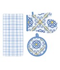 Set cucina 3 pezzi strofinaccio + guanto + presina Calisè S05 Preziosa beige E-L