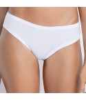Slip donna SièLei 1555 senza cuciture in microfibra fronte bianco modella