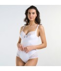 Body donna senza ferretto Spiman Zenzero cotone elasticizzato e pizzo
