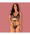 Reggiseno + perizoma set raso Obsessive Bowessa 2-pcs