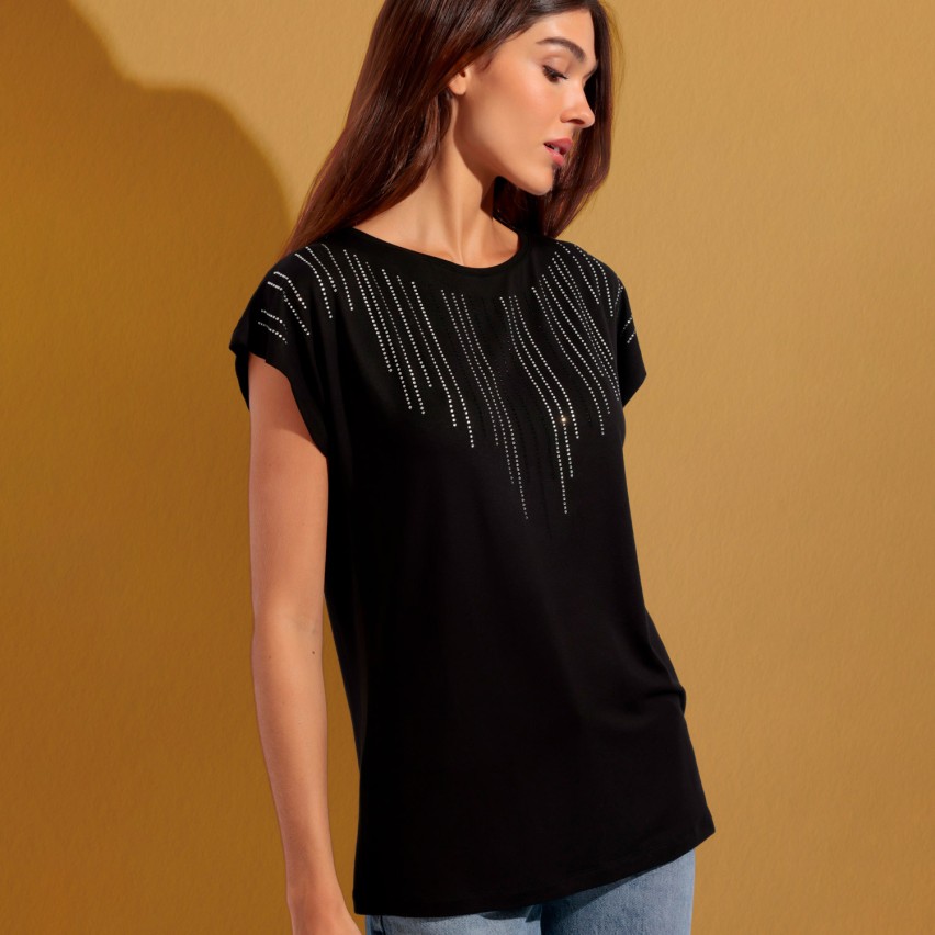 Maglia donna con stass luminosi in viscosa Admas 43625