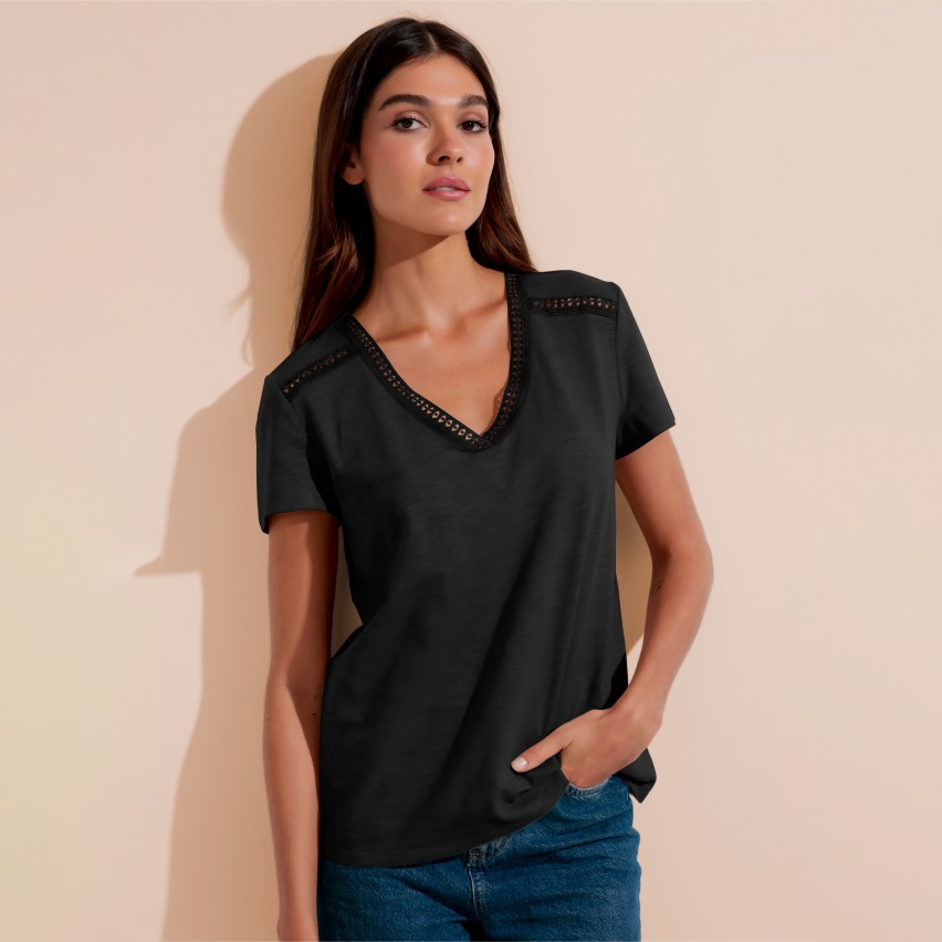 Maglia con scollo uncinetto a v Admas 43630