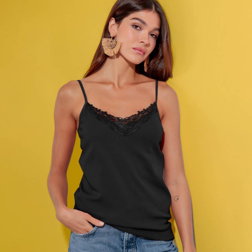 Canotta donna Top a costine in cotone elasticizzato Admas 43634