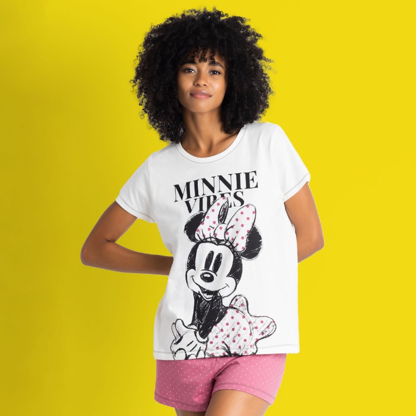 Pigiama donna estivo pois rosa antico Disney 62280